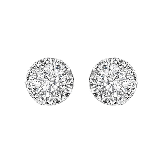 14K White Gold 1/2 Cttw Lab-Grown Diamond Halo Stud Earring (F-G Color, VS1-VS2 Clarity)-0