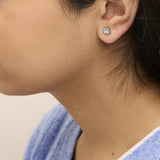 14K White Gold 1/2 Cttw Lab-Grown Diamond Halo Stud Earring (F-G Color, VS1-VS2 Clarity)-2 thumbnail 3