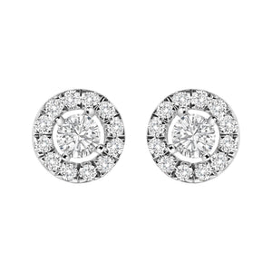 14K White Gold 3/4 Cttw Lab-Grown Diamond Floating Halo Stud Earring (F-G Color, VS1-VS2 Clarity)-1