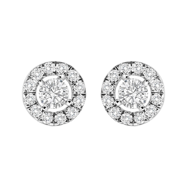 14K White Gold 3/4 Cttw Lab-Grown Diamond Floating Halo Stud Earring (F-G Color, VS1-VS2 Clarity)