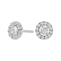 14K white gold ring with floating halo diamond stones