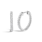 14K White Gold 3.00 Cttw Princess Diamond Inside Out Elongated Hoop Earrings-1 thumbnail 2
