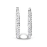 14K White Gold 3.00 Cttw Princess Diamond Inside Out Elongated Hoop Earrings-2 thumbnail 3