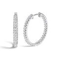 14K White Gold 3.00 Cttw Princess Diamond Inside Out Elongated Hoop Earrings-0