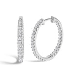 14K White Gold 3.00 Cttw Princess Diamond Inside Out Elongated Hoop Earrings-0 thumbnail 1