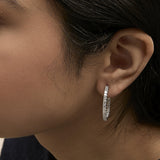 14K White Gold 3.00 Cttw Princess Diamond Inside Out Elongated Hoop Earrings-4 thumbnail 5