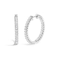 14K White Gold 3.00 Cttw Princess Diamond Inside Out Hoop Earrings-0
