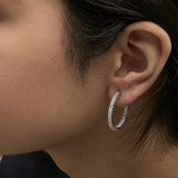 14K White Gold 3.00 Cttw Princess Diamond Inside Out Hoop Earrings-4 thumbnail 5