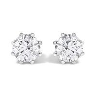 14K White Gold 1.0 Cttw Lab-Grown Diamond 8 Prong Hidden Halo Stud Earrings (F-G Color, VS1-VS2 Clarity)
