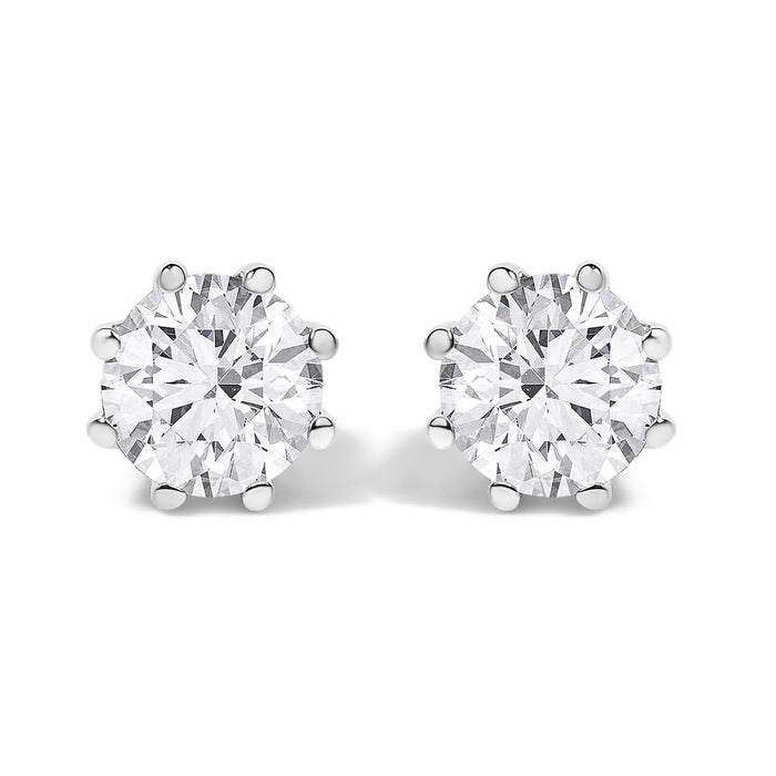 14K White Gold 1.0 Cttw Lab-Grown Diamond 8 Prong Hidden Halo Stud Earrings (F-G Color, VS1-VS2 Clarity)