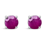 .925 Sterling Silver 3.5 MM Created Birthstone Solitaire Stud Earrings - Choice of Gemstone-1 thumbnail 2