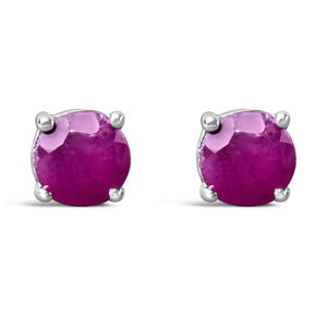 .925 Sterling Silver 3.5 MM Created Birthstone Solitaire Stud Earrings - Choice of Gemstone-1