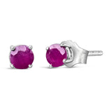 .925 Sterling Silver 3.5 MM Created Birthstone Solitaire Stud Earrings - Choice of Gemstone-4 thumbnail 5