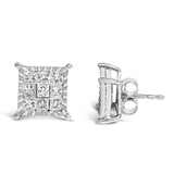 Sterling Silver 1.0 Cttw Princess Diamond Composite Square Stud Earrings-0 thumbnail 1