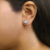 Sterling Silver 1.0 Cttw Princess Diamond Composite Square Stud Earrings-2 thumbnail 3
