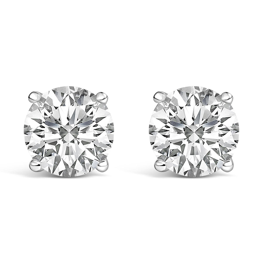 Platinum Round Lab Grown Diamond Solitaire Stud Earrings