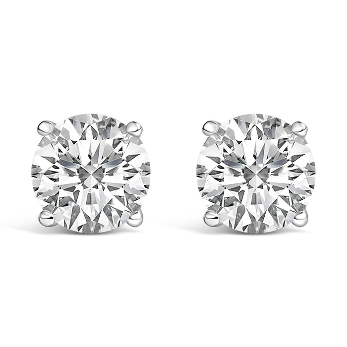 14K Gold Round Lab Grown Diamond Solitaire Stud Earrings with Screw Backs