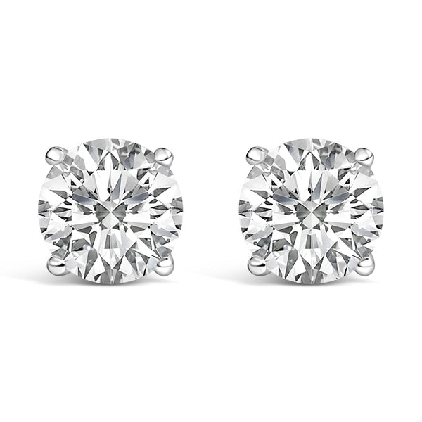 14K Gold Round Lab Grown Diamond Solitaire Stud Earrings with Screw Backs