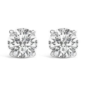 14K Gold Round Lab Grown Diamond Solitaire Stud Earrings with Screw Backs-1