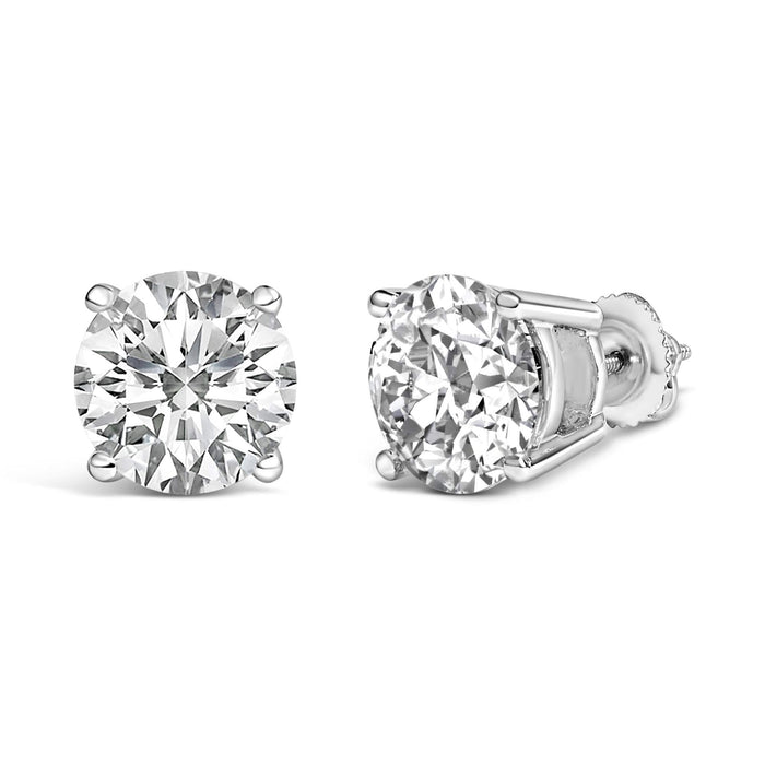Platinum Round Lab Grown Diamond Solitaire Stud Earrings