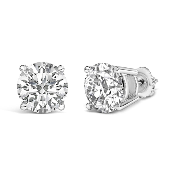 14K Gold Round Lab Grown Diamond Solitaire Stud Earrings with Screw Backs