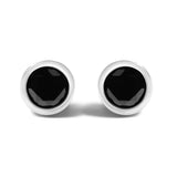 .925 Sterling Silver Round Brilliant-Cut Black Diamond Bezel-Set Stud Earrings with Screw Backs (Fancy Color-Enhanced, I2-I3 Clarity)-4 thumbnail 5
