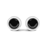 .925 Sterling Silver Round Brilliant-Cut Black Diamond Bezel-Set Stud Earrings with Screw Backs (Fancy Color-Enhanced, I2-I3 Clarity)-2 thumbnail 3