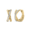 14K Yellow Gold Plated Sterling Silver 1/5 Cttw Diamond Twisted Design Hoop Earrings-0