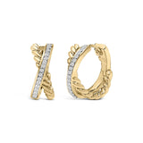 14K Yellow Gold Plated Sterling Silver 1/5 Cttw Diamond Twisted Design Hoop Earrings-0 thumbnail 1