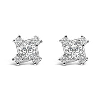 Sterling Silver 1/2 Cttw Lab Grown Diamond Quad Cluster Stud Earrings