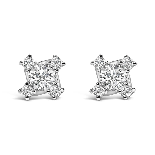 Sterling Silver 1/2 Cttw Lab Grown Diamond Quad Cluster Stud Earrings-0