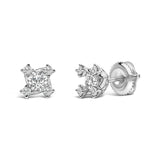 Sterling Silver 1/2 Cttw Lab Grown Diamond Quad Cluster Stud Earrings-1 thumbnail 2