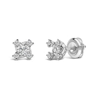 Sterling Silver 1/2 Cttw Lab Grown Diamond Quad Cluster Stud Earrings