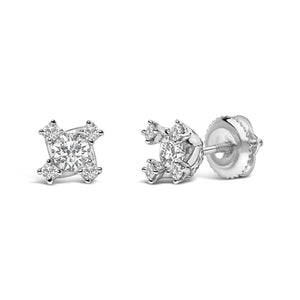 Sterling Silver 1/2 Cttw Lab Grown Diamond Quad Cluster Stud Earrings-1