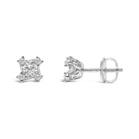 Sterling Silver 1/2 Cttw Lab Grown Diamond Quad Cluster Stud Earrings