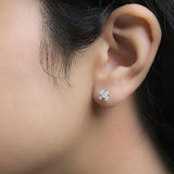 Sterling Silver 1/2 Cttw Lab Grown Diamond Quad Cluster Stud Earrings-2 thumbnail 3