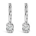 Sterling Silver 5/8 Cttw Lab Grown Diamond Oval Cluster Drop Earrings-0