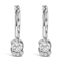 Sterling Silver 5/8 Cttw Lab Grown Diamond Oval Cluster Drop Earrings