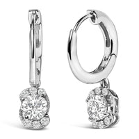 Sterling Silver 5/8 Cttw Lab Grown Diamond Oval Cluster Drop Earrings