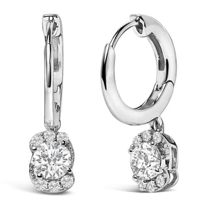 Sterling Silver 5/8 Cttw Lab Grown Diamond Oval Cluster Drop Earrings-1