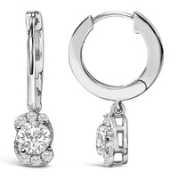 Sterling Silver 5/8 Cttw Lab Grown Diamond Oval Cluster Drop Earrings