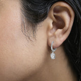 Sterling Silver 5/8 Cttw Lab Grown Diamond Oval Cluster Drop Earrings-2 thumbnail 3