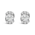 Sterling Silver 5/8 Cttw Lab Grown Diamond Oval Cluster Stud Earrings-0