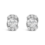 Sterling Silver 5/8 Cttw Lab Grown Diamond Oval Cluster Stud Earrings-0 thumbnail 1