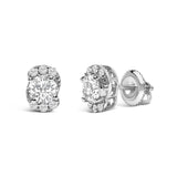Sterling Silver 5/8 Cttw Lab Grown Diamond Oval Cluster Stud Earrings-1 thumbnail 2