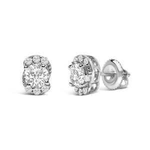 Sterling Silver 5/8 Cttw Lab Grown Diamond Oval Cluster Stud Earrings-1