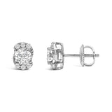 Sterling Silver 5/8 Cttw Lab Grown Diamond Oval Cluster Stud Earrings-3 thumbnail 4