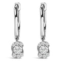 Sterling Silver 1/2 Cttw Lab Grown Diamond Floral Cluster Drop Earrings-0