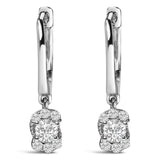 Sterling Silver 1/2 Cttw Lab Grown Diamond Floral Cluster Drop Earrings-0 thumbnail 1