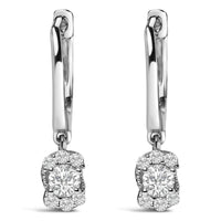 Sterling Silver 1/2 Cttw Lab Grown Diamond Floral Cluster Drop Earrings